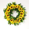 Decorative Flowers Summer Simulated Plant Wreath Door Decoration Sunflower Garland Home Decor Artificial For House Wall Hanging