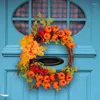 Guirlande de fleurs décoratives, citrouille, couronne de baies rouges artificielles, décoration de ferme pour Thanksgiving