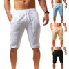 Męskie spodenki 2024 bawełniane spodnie lniane męskie letnie oddychane stałe kolor krótkie spodnie fitness streetwear m-3xl