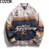 Herrjackor amerikansk broderad baseball varsity racing jacka 2024 par motorcykelverktygrock gata retro casual rockar