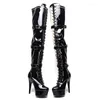 Dance Shoes Women 15CM/6inches PU Upper Plating Platform Sexy High Heels Thigh Boots Pole 15-058