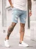 Mens Jeans Summer Ripped Shorts Men Hiphop Denim Pants Stretch Light Blue Fashion Design Slim Straight Male Short Hombre 230615 Drop D Dhwih