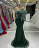 Party Dresses Dark Green Leaves Design Glitter Beaded Sequins Evening Crystals Stones Long Formal Gowns For Women Wedding 2024