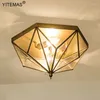 Ceiling Lights Black Light With Glass Lamp Shade In Entryway Hallway Corridor Retro Gold Flush Mount For Bedroom Garage
