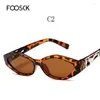 Güneş Gözlüğü Foosck Kadınlar İçin Küçük Oval Retro Leopar Shades Marka Tasarımcısı Seksi Bayanlar Güneş Gözlükleri Goggle Oculos UV400