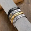 Punk hommes personnalisé gravé nom Date bracelets de montre Bracelets Thich chaîne en acier inoxydable bijoux bracelet cadeau pour papa petit ami 240320