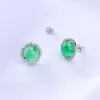 Boucles d'oreilles CELLACITY PURE 925 Boucles d'oreilles en argent sterling pour femmes 8 * 10 mm Green Callondes d'oreille Femelle Round Gem Stone Oreads Anniversa