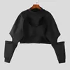 Men's Hoodies 2024 Men Patchwork Hollow Out O-neck Long Sleeve Male Irregular Sweatshirts Streetwear Fashion Casual Crop Tops INCERUN