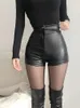 Sexy noir PU mode décontracté été Shorts femmes vêtements Faux cuir Goth taille haute femmes Y2k femme pantalon court 240402