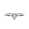 Bandringar Original 925 Sterling Silver Elegant Tiny 3*5mm Pear Shape Opal Single Stone Pure Silver Girl Women Dainty Ring 2024 Top Quality Q240402