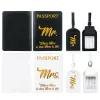 Mr Mrs PU Leather Passport Holder Luggage Tag Travel Credit Card Protector Wedding Gift for Women Men Lover Couple