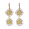 Boucles d'oreilles pendantes romantiques violet rouge cristal fleur goutte pour femmes fille perles faites à la main déclaration boucle d'oreille nuptiale cadeau de fête de mariage