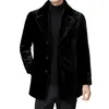 Erkek ceketler şık ve minimalist vizon aşağı kış orta uzunlukta düz renkli sıcak takım yaka rüzgarlık ceket