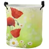 Laundry Bags Daisy Retro Wood Grain Butterfly Dirty Basket Foldable Waterproof Home Organizer Clothing Kids Toy Storage