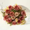 Decoratieve bloemen Realistisch gesimuleerd bloem kunstboeket met rozenkamille voor thuis Bruiloft Decor Niet-verwelkend