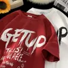 Camiseta de manga corta de hip hop para hombre, ropa informal de media manga holgada y rígida estilo Vibe americano de verano