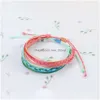 Charm Bracelets New Woven Hand Rope Bohemian Style Twist Braided Bracelet Adjustable Vsco Girl Lucky Friendship Waterproof Colorf Wax Dhxz1