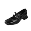 Dress Shoes Design Sense Mary Jane Single Women's 2024 Autumn Square Głowa Środkowa platforma temperamentu pięty