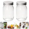 Storage Bottles 4Pcs Clear Jam Glass Mason Jars Caviar Milk Sealed Containers (380ML)