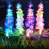 Dekorativa blommor Solar Flower Garden Lights Violet Stakes Pathway Outdoor Waterproof för blomsterbäddsgård uteplats bröllop 30 tum hög