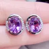 Kolczyki do stadnastki Naturalne Purple Amethyst Kodek owalny Styl 7 9 mm 1,8ct 2pcs kamień szlachetny 925 Srebrna srebrna biżuteria L243165