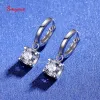 Örhängen Smyoue 2CT Certified Moissanite Hoop örhängen för kvinnor Classic Fourclaw Luxury Lab Diamond Earring S925 Sterling Silver