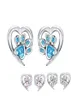 Blue Crystal Pet Paw Coldings for Girl Heart kształt CZ Footprint Ear Studs Biżuter