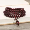 Bangle Natural Zâmbia Pequena Folha Rosewood Mão String 108 Buddha Beads Pulseira para Homem Mulheres Acessórios Rosário