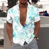 Men's Casual Shirts New Summer Mens Hawaiian Shirts Maple Leaf Print V-neck Shirts for Men Button-up Short Sleeve Tops Streetwear Trend Men Clothes 240402