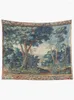 Tapestries groenbomen in boslandschap Antiek Vlaams tapijtruimte esthetisch decor slaapkamer decoraties