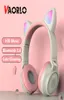 VAORLO Wireless Headphone HIFI Music Fashion Cute Girl Bluetooth 50 Earphone Foldable Smart Noise Cancel Glow Headset Children8643837