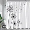 Tende da doccia Nero Bianco Dente di leone Creativo Primavera Fiori Piante Moderno e minimalista Bagno Tenda Tessuto Home Bathroom Decor