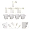 Gobelets jetables pailles tasse Kit d'ustensiles créatifs cuillère vaisselle couverts de Festival cuillères en plastique transparent fourchette de fête