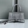 TOP qualité Designer cristaux sablier sac à main de luxe sac à bandoulière pour femme en cuir véritable mode dame fête de mariage petit sac à main avec boîte