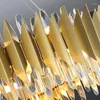 Lampadari Lampadario in cristallo dorato fatto a mano di lusso in stile moderno Lampadario a sospensione per soggiorno Camera da letto Modello Lampada da villa da pranzo