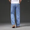 Jean d'été fin pour hommes, pantalon en Denim, décontracté, grande taille, Baggy, coton, élasticité, classique, droit, marque, 48