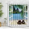 Dusch gardiner badrum dekor landskap gardin hav strand palmträd husbil naturligt landskap estetiskt polyester tyg bad