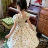 Süßes Blumenmädchen-Prinzessin-Kleid, Sommer-Puff-Kleid, Blumenmädchen-Freizeitkleid, neue koreanische Mode, Kinderkleidung, Weste 240402