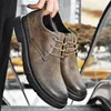 Casual Shoes Men's Thick Sole Breattable Leather Retro Business Work bär bekvämt och mångsidigt