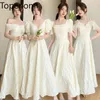 Party Dresses Topenomi Bridesmaid Women 2024 Simple Strapless midja Jacquard A-Line Wedding Fairy Formal Prom Gown