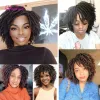 Wigs Short Dreadlock Wig Black/Brown Ombre Synthetische zachte faux locs pruiken vlechten haakhaakhaar pruiken voor zwarte vrouwen meisjes