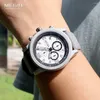 ساعة معصم Megir Gray Sport Watch Men Fashion Military Adalog Chronograph quartz wristwatch مع أوتومات تاريخ مضيئة حزام السيليكون