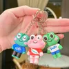 New 3D cartoon big eyed frog car keychain small gift with frog keychain hole shoe accessories as a gift