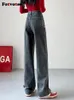 Jeans da donna Fotvotee Mamma Abbigliamento donna a vita alta Streetwear Moda Pantaloni a gamba larga dritti con impiombatura a figura intera Abiti vintage