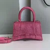 TOP qualité Designer cristaux sablier sac à main de luxe sac à bandoulière pour femme en cuir véritable mode dame fête de mariage petit sac à main avec boîte