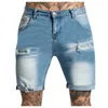 Men's Shorts Mens casual zipper fly hole jeans tight shorts Trousers pocket washing pants torn pants mens shorts jeansL2404