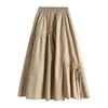 Skirts Korean Drawstring Bow Pleated Elastic High Waist Umbrella Summer Vintage A-line Long Skirt Women Fashion All-match