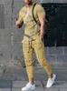 2023 Mannen Trainingspak Korte Mouw T-shirt Lange Broek 2 Delige Set Outfit Oversized Kleding Jogger Sportkleding 3D Print Broek pak 240321