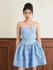 Casual Dresses Women'S Summer Mini Strapless Dress Short Skirt Evening Solid Color/Flower Embroidered Off The Shoulder Party