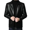 Men's Jackets Men Faux Leather Jacket Motorcycle With Stand Collar Thick Warm Lining Windproof Design For Autumn